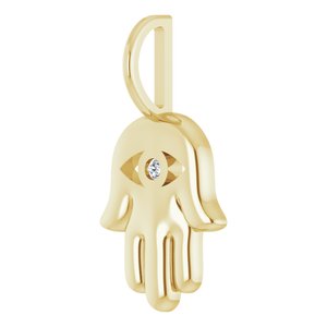 14K Yellow Gold 1.7 mm Round Hamsa Hand Charm/Pendant Mounting – image 3