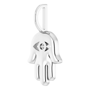 Sterling Silver 1.7 mm Round Hamsa Hand Charm/Pendant Mounting – image 4