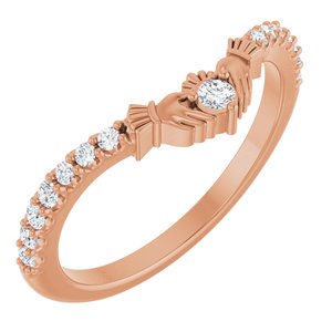 14K Rose 1/5 CTW Natural Diamond Claddagh Contour Band