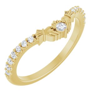 14K Yellow 1/5 CTW Natural Diamond Claddagh Contour Band