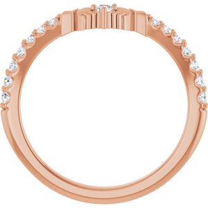 14K Rose 1/5 CTW Natural Diamond Claddagh Contour Band