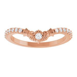 14K Rose 1/5 CTW Lab-Grown Diamond Claddagh Contour Band