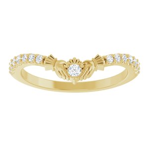 14K Yellow 1/5 CTW Natural Diamond Claddagh Contour Band