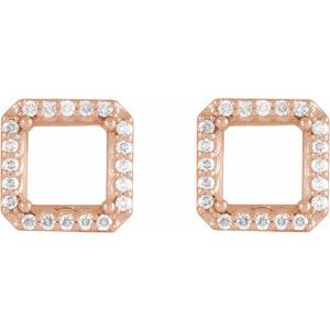 14K Rose Gold 6.5x6.5 mm Square 1/5 CTW Natural Diamond Semi-Set Halo-Style Earrings – image 2