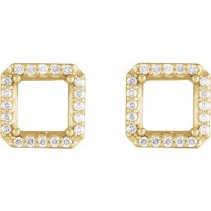 14K Yellow Gold 4x4 mm Square .08 CTW Natural Diamond Semi-Set Halo-Style Earrings – image 2