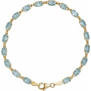 14K Yellow Gold Natural Sky Blue Topaz 7 1/4" Bracelet