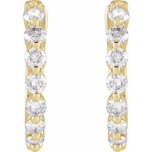 14K Yellow Gold 1/2 CTW Natural Diamond Hinged 15.25 mm Hoop Earrings – image 2