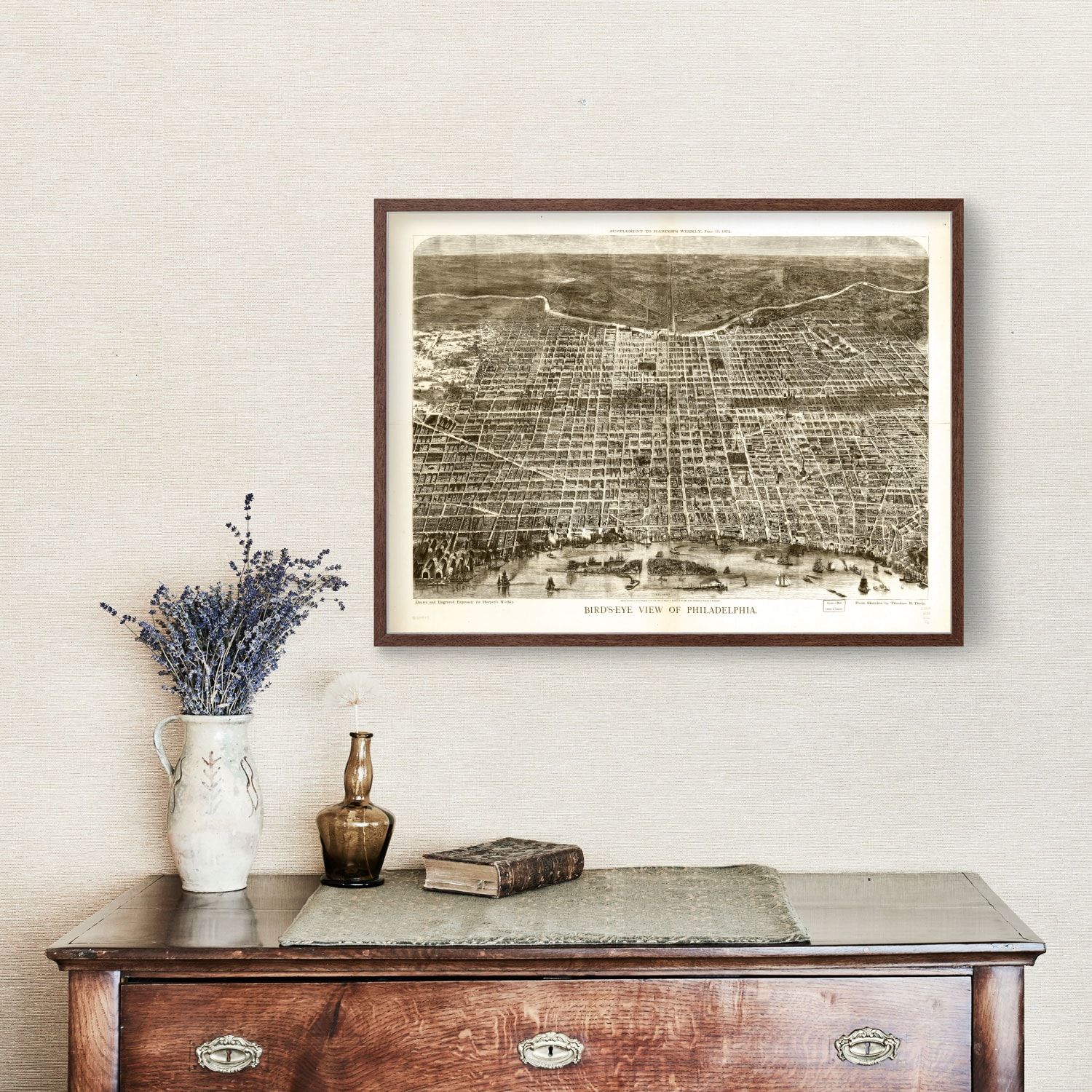 Vintage Map of Philadelphia, Pennsylvania 1872