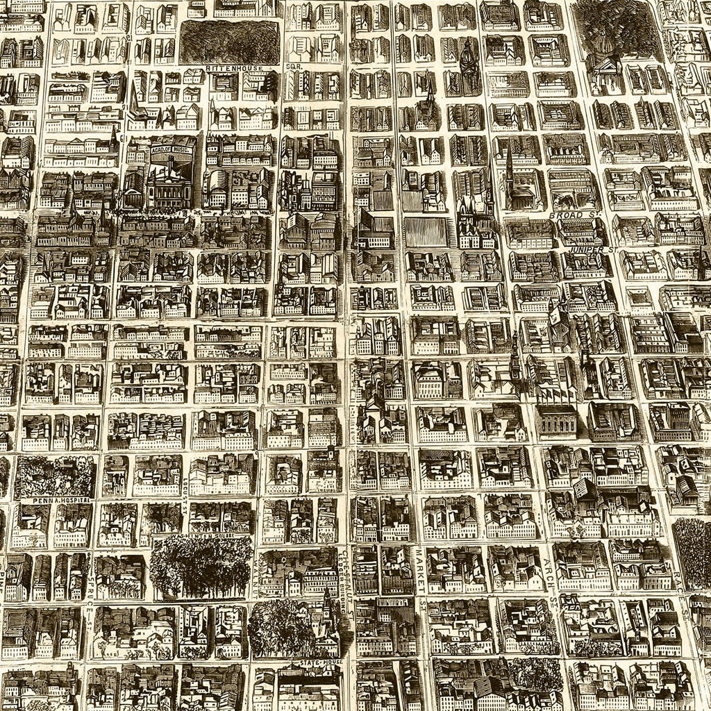 Vintage Map of Philadelphia, Pennsylvania 1872