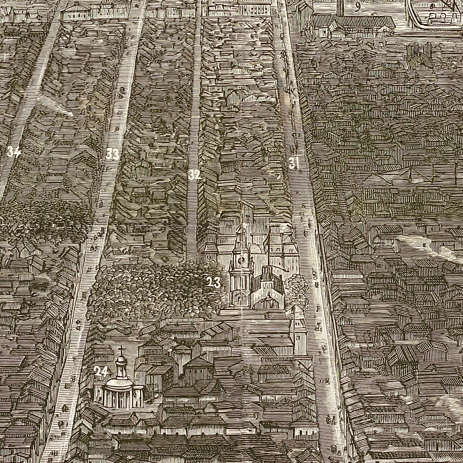 Vintage Map of Philadelphia, Pennsylvania 1876