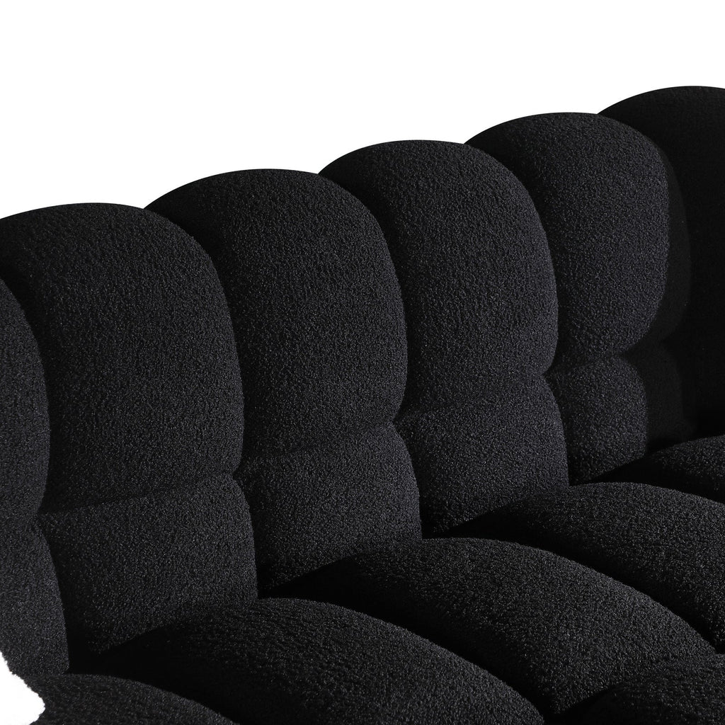 84.3 length ,35.83' deepth ,human body structure for USA people,  marshmallow sofa,boucle sofa ,black color,3 seater