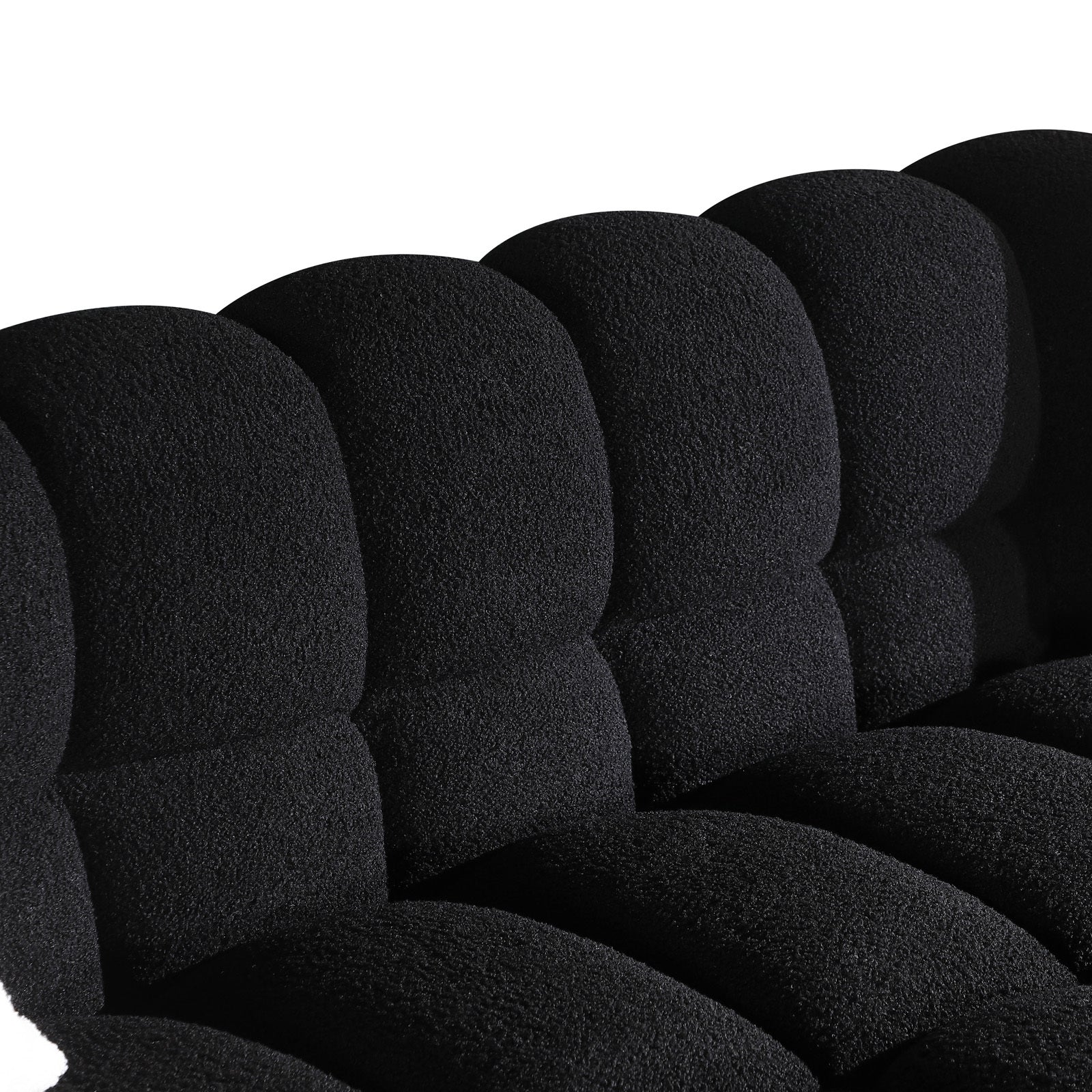 84.3 length ,35.83' deepth ,human body structure for USA people,  marshmallow sofa,boucle sofa ,black color,3 seater