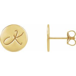 14K Yellow 10 mm Engravable Disc Earrings