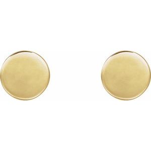 18K Yellow 8 mm Engravable Disc Earrings