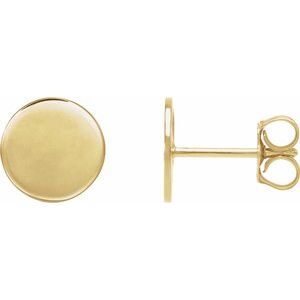 18K Yellow 8 mm Engravable Disc Earring