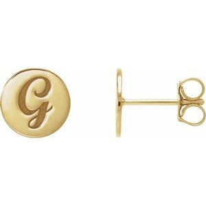 14K Yellow 8 mm Engravable Disc Earrings