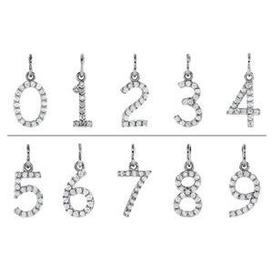 14K White Gold .07 CTW Natural Diamond Numeral 4 Charm/Pendant – image 2