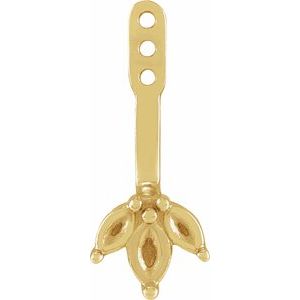 14K Yellow Gold Marquise Cluster Front-Back Earring Jacket Mounting