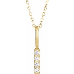 14K Yellow .07 CTW Natural Diamond Vertical Bar 16-18" Necklace