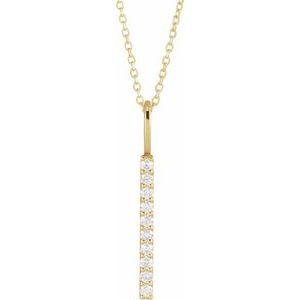 14K Yellow 1/6 CTW Natural Diamond Vertical Bar 16-18" Necklace