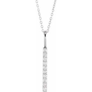 Platinum 1/6 CTW Natural Diamond Vertical Bar 16-18" Necklace