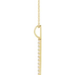 14K Yellow Gold 1/6 CTW Natural Diamond Vertical Bar 16-18" Necklace