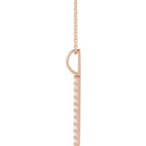 14K Rose 1/6 CTW Natural Diamond Vertical Bar 16-18" Necklace