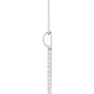 14K White Gold 1/6 CTW Lab-Grown Diamond Vertical Bar 16-18" Necklace