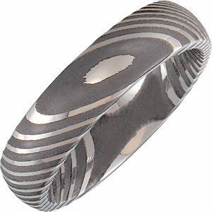 Damascus Steel 6 mm Comfort-Fit Half Round Band Size 7