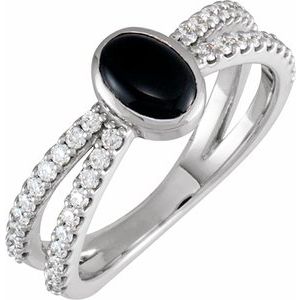 Platinum Natural Black Onyx & 3/8 CTW Natural Diamond Ring