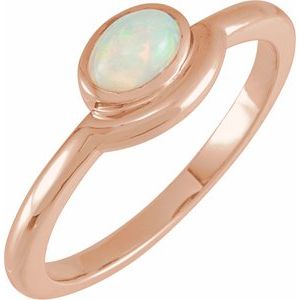 14K Rose Gold Natural Ethiopian Opal Bezel-Set Cabochon Ring