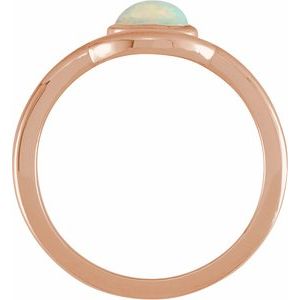 14K Rose Gold Natural Ethiopian Opal Bezel-Set Cabochon Ring