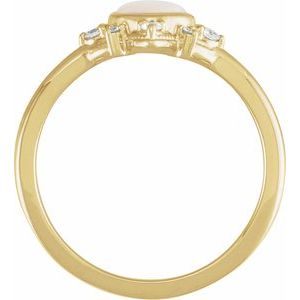 14K Yellow Gold Natural White Opal & 1/10 CTW Natural Diamond Halo-Style Ring