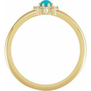 14K Yellow Gold Natural Turquoise & .07 CTW Natural Diamond Halo-Style Ring