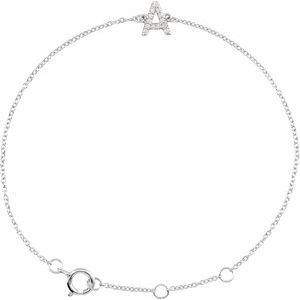 Sterling Silver .06 CTW Lab-Grown Diamond Initial A 6-7" Bracelet