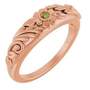 14K Rose Gold Natural Green Sapphire Floral Ring