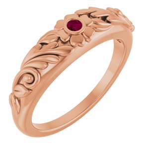 14K Rose Gold Natural Rhodolite Garnet Floral Ring