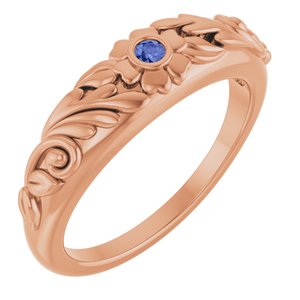 14K Rose Gold Natural Tanzanite Floral Ring