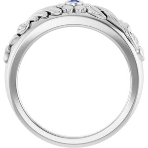 Sterling Silver Natural Tanzanite Floral Ring