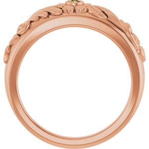 14K Rose Gold Natural Green Sapphire Floral Ring