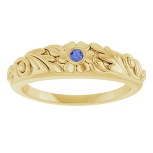 14K Yellow Gold Natural Tanzanite Floral Ring