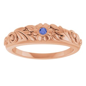 14K Rose Gold Natural Tanzanite Floral Ring