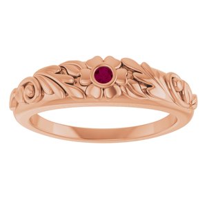 14K Rose Gold Natural Rhodolite Garnet Floral Ring