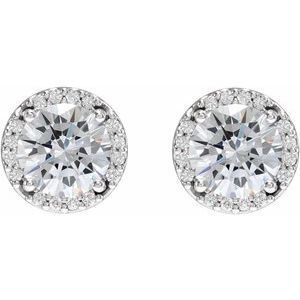 Sterling Silver 1/10 CTW Natural Diamond Semi-Set Halo-Style Stud Earrings – image 3