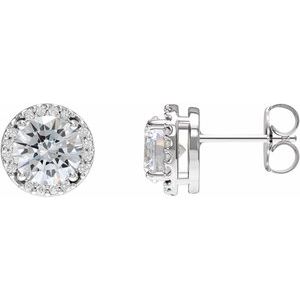 Round Halo-Style Low Stud Earrings