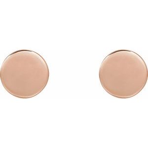 14K Rose 8 mm Engravable Disc Earrings