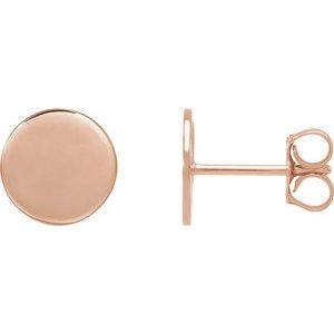 14K Rose 8 mm Engravable Disc Earring