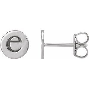 18K White 6.3 mm Engravable Disc Earrings