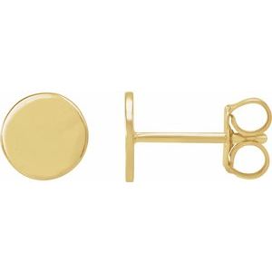 18K Yellow 6.3 mm Engravable Disc Earring