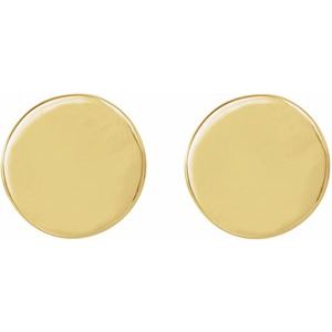 14K Yellow 6.3 mm Engravable Disc Earrings